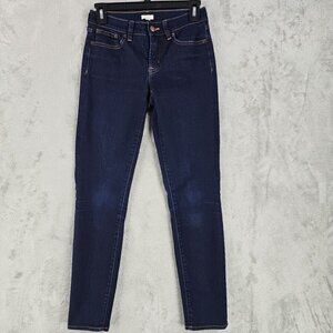 J. Crew Jeans Womens 24 Dark Blue Skinny Ankle Stretch Denim Low Rise Classic
